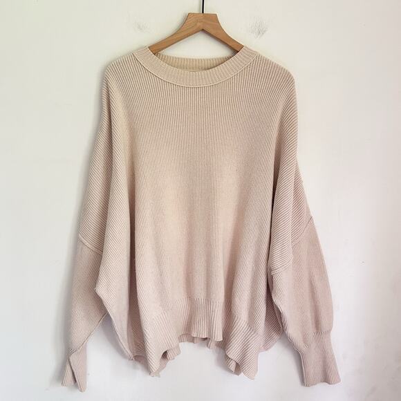 Free People Sweaters - Free People Oversized Easy Street Ribbed Tunic Size M Cream